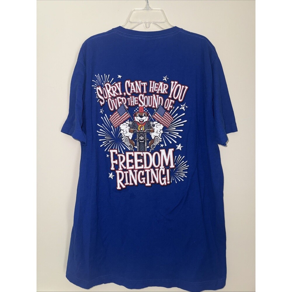 Buc-ees Beaver 4Th Of July Blue Freedom Ringing Uncle Sam Shirt USA Mens Large L - Picture 5 of 6